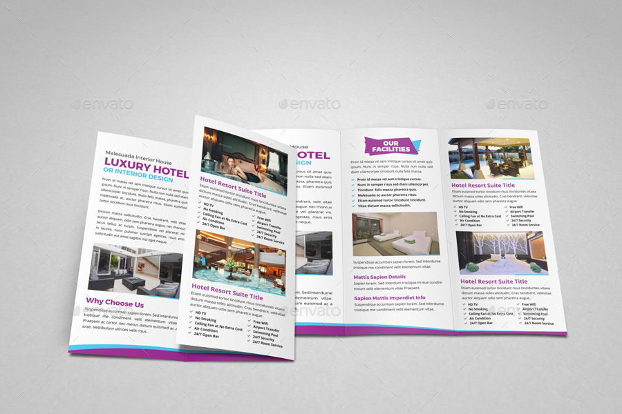 Luxury Hotel Resort Trifold Brochure, Print Templates | GraphicRiver